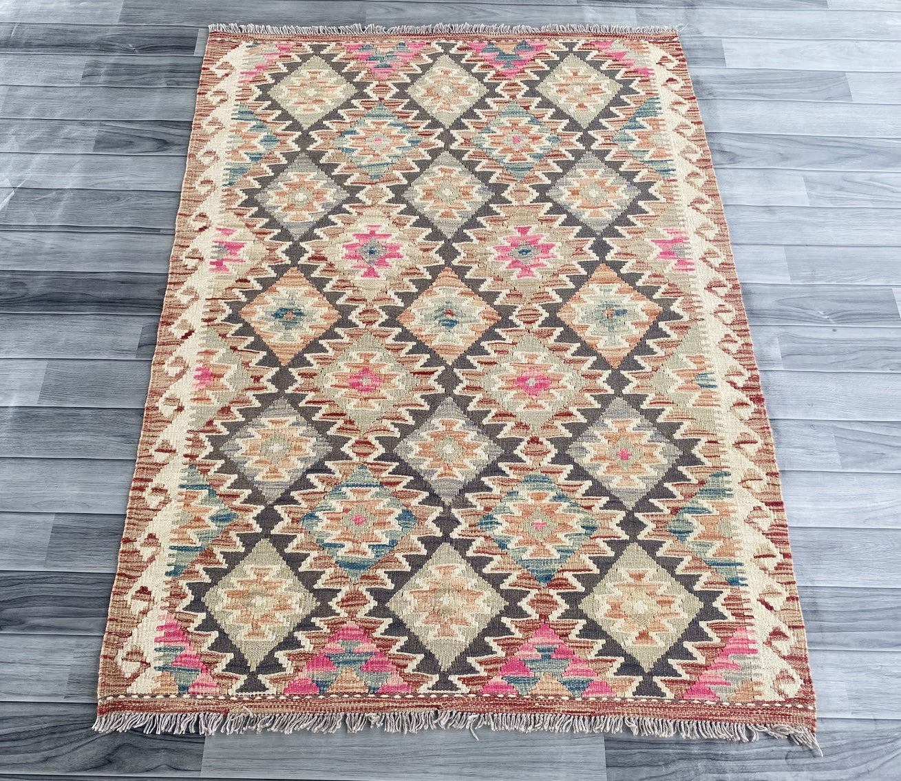 Handmade Afghan Chobi Kilim Rug 148 CM x  113 CM ( SS # 117)