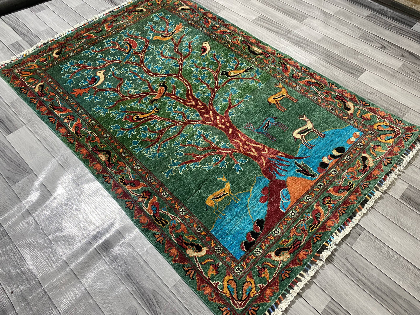 Handmade Chobi Pictorial Wool Rug  ( 180 CM x 120 CM ) SK#1056