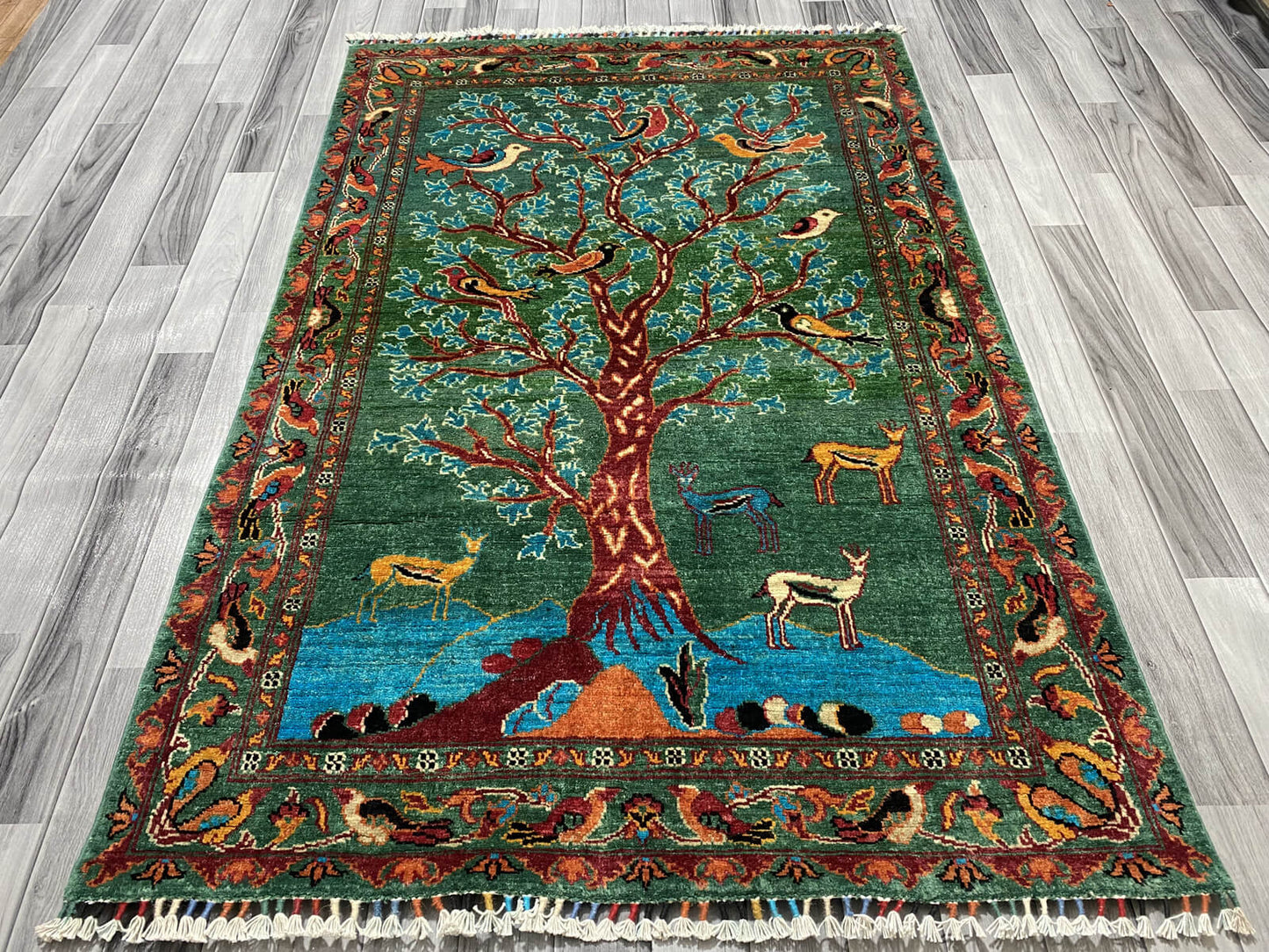 Handmade Chobi Pictorial Wool Rug  ( 180 CM x 120 CM ) SK#1056