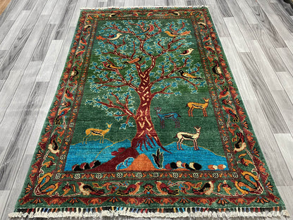 Handmade Chobi Pictorial Wool Rug  ( 180 CM x 120 CM ) SK#1056