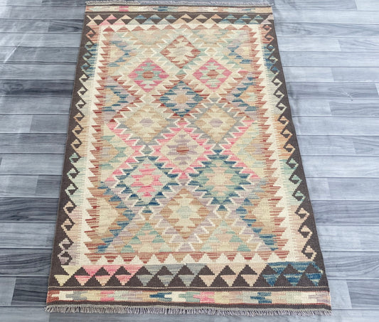 Handmade Afghan Chobi Kilim Rug 151  CM x 100 CM ( SS # 105 )