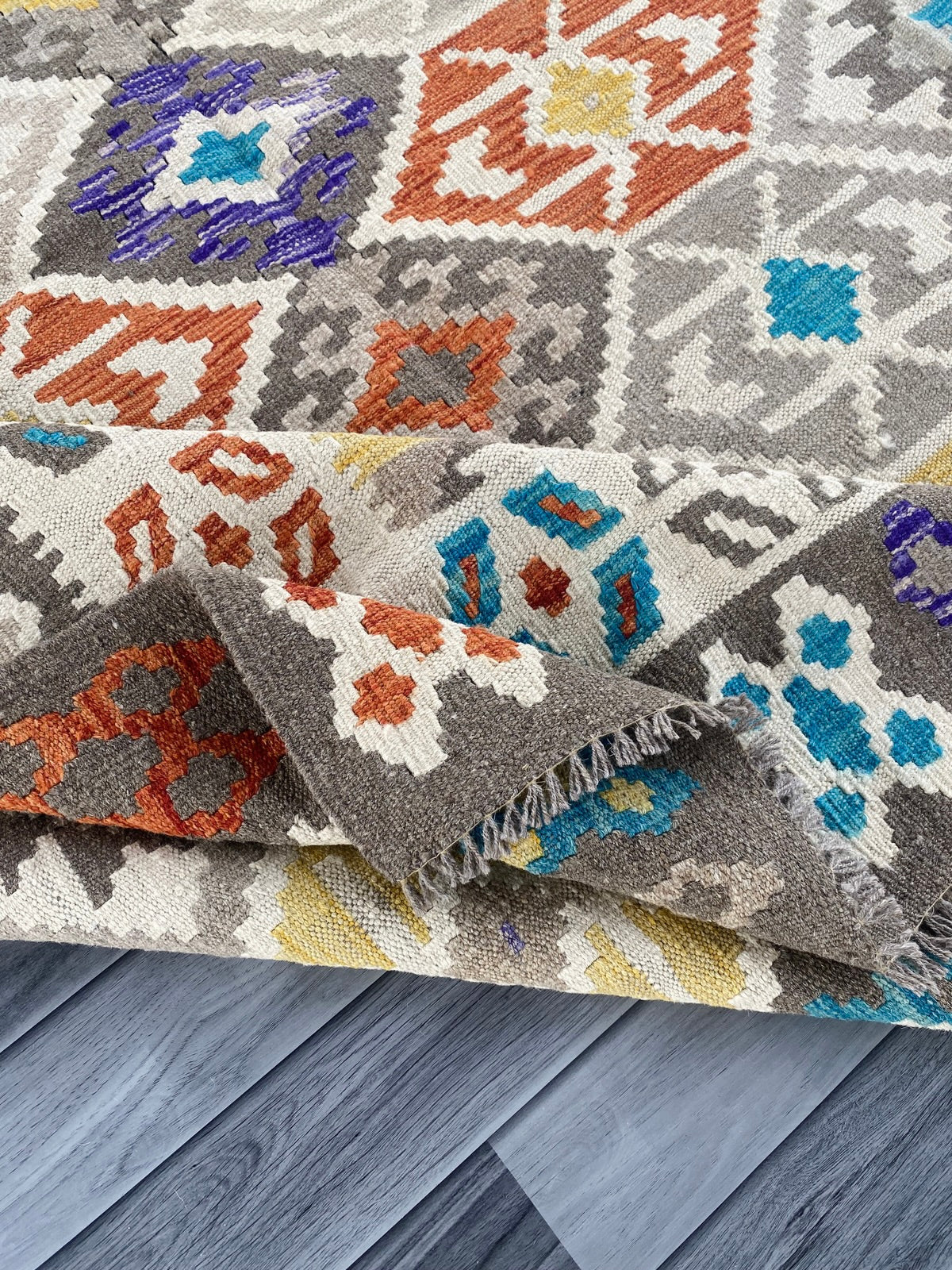 Handmade Afghan Chobi Kilim Rug 240 CM x  179 CM ( SS # 145 )