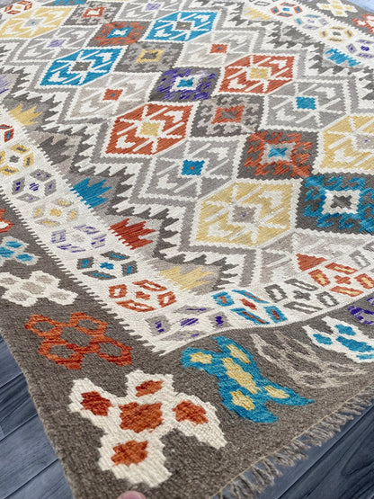 Handmade Afghan Chobi Kilim Rug 240 CM x  179 CM ( SS # 145 )