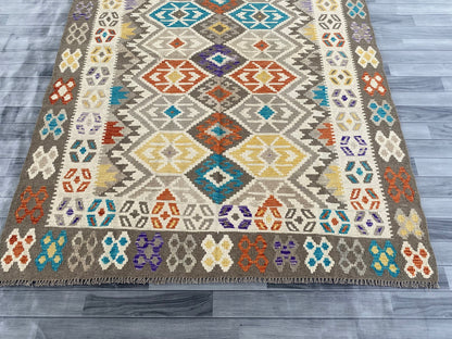 Handmade Afghan Chobi Kilim Rug 240 CM x  179 CM ( SS # 145 )