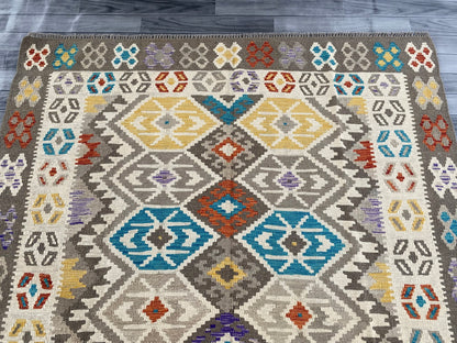 Handmade Afghan Chobi Kilim Rug 240 CM x  179 CM ( SS # 145 )