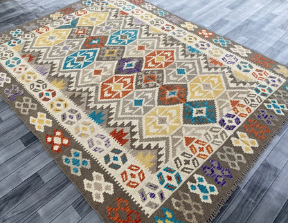 Handmade Afghan Chobi Kilim Rug 240 CM x  179 CM ( SS # 145 )