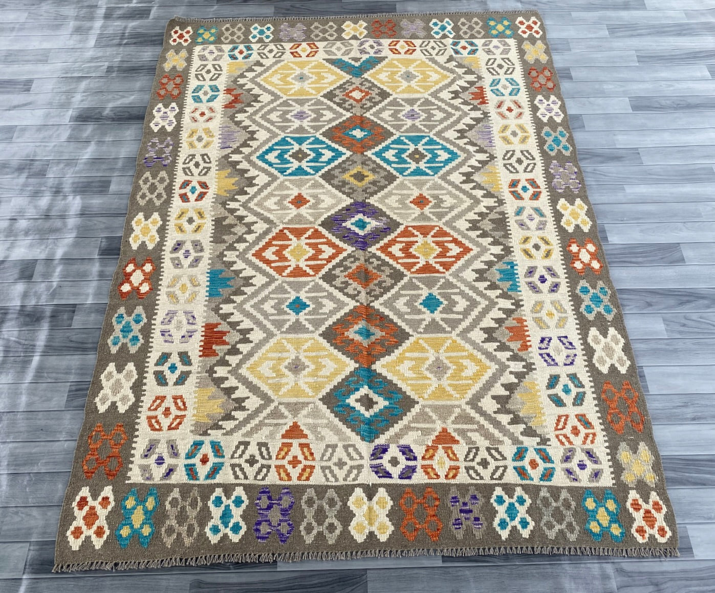 Handmade Afghan Chobi Kilim Rug 240 CM x  179 CM ( SS # 145 )