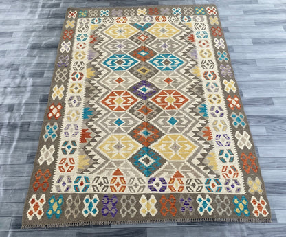 Handmade Afghan Chobi Kilim Rug 240 CM x  179 CM ( SS # 145 )