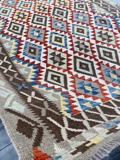 Handmade Afghan Chobi Kilim Rug 251 CM x  172 CM ( SS # 144 )