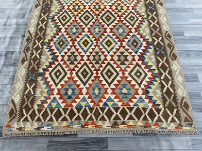 Handmade Afghan Chobi Kilim Rug 251 CM x  172 CM ( SS # 144 )