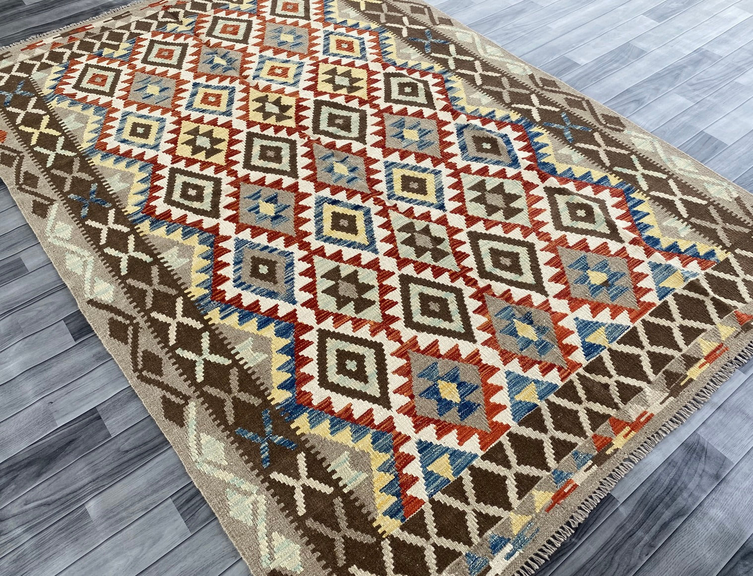 Handmade Afghan Chobi Kilim Rug 251 CM x  172 CM SS # 144