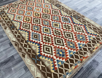 Handmade Afghan Chobi Kilim Rug 251 CM x  172 CM ( SS # 144 )