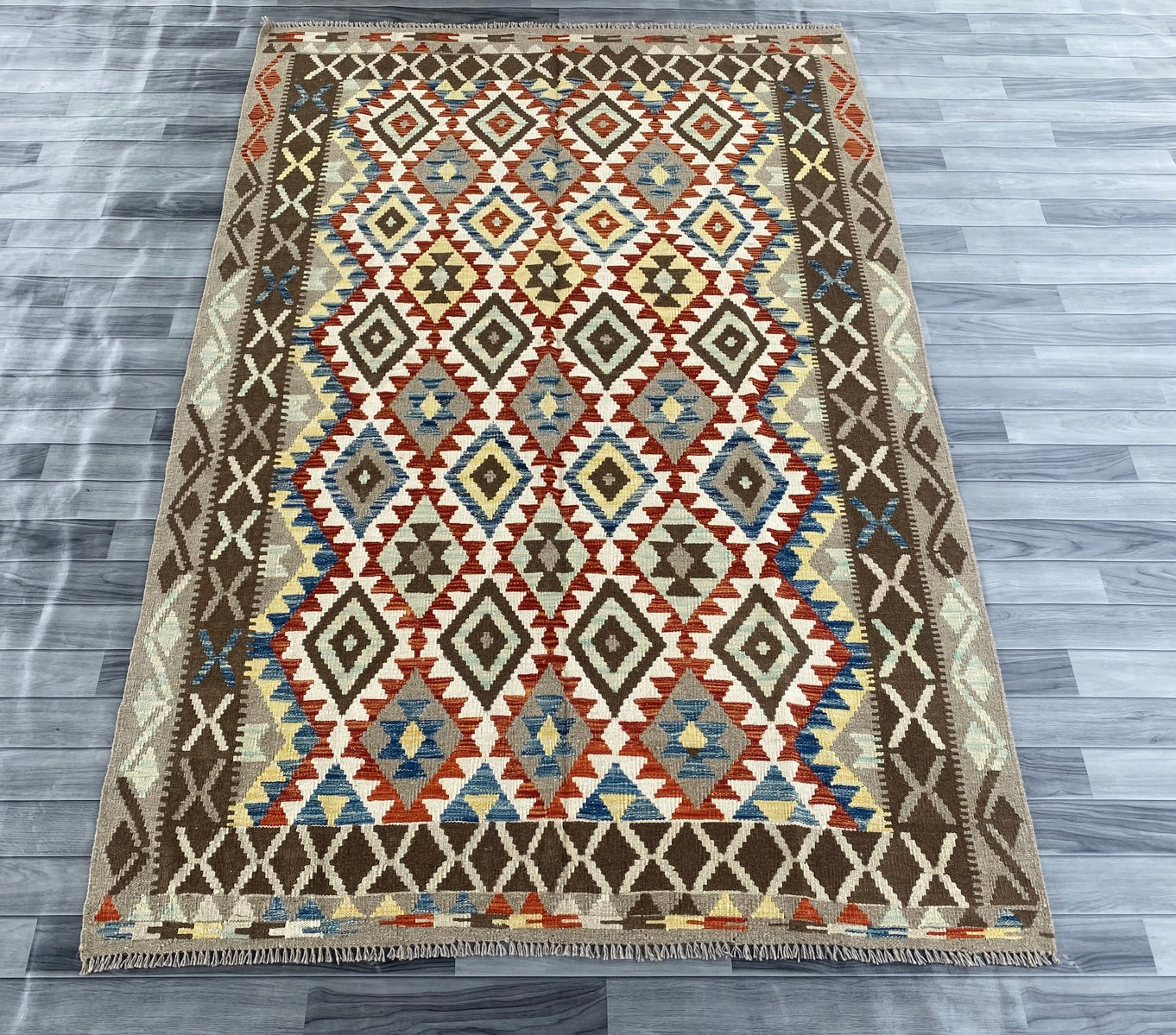 Handmade Afghan Chobi Kilim Rug 251 CM x  172 CM ( SS # 144 )