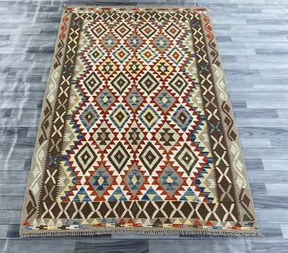 Handmade Afghan Chobi Kilim Rug 251 CM x  172 CM ( SS # 144 )