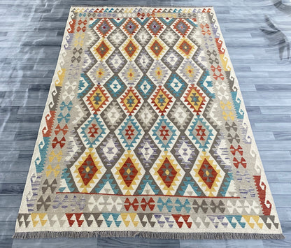 Handmade Afghan Chobi Kilim Rug 288 CM x  196 CM ( SS # 156 )