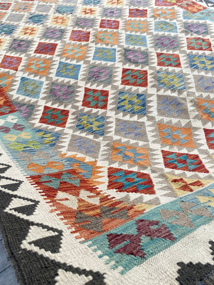 Handmade Afghan Chobi Kilim Rug 282 CM x  201 CM ( SS # 155 )