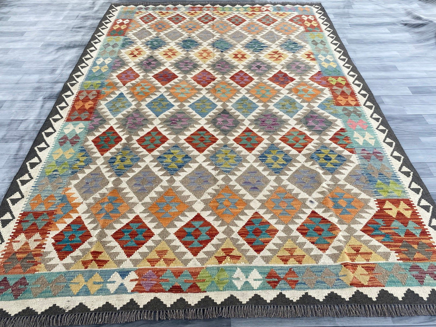 Handmade Afghan Chobi Kilim Rug 282 CM x  201 CM ( SS # 155 )