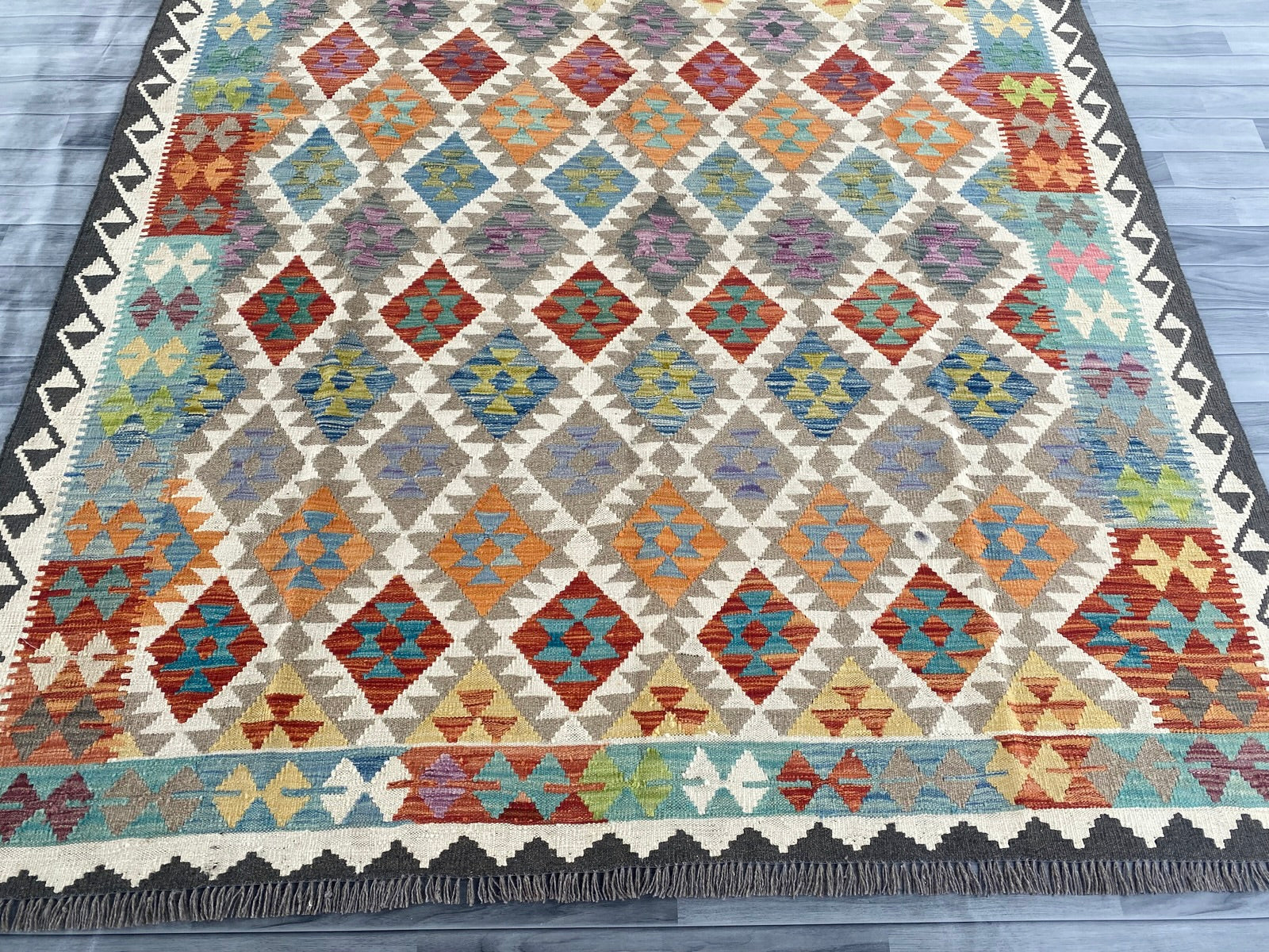 Handmade Afghan Chobi Kilim Rug 282 CM x  201 CM SS # 155