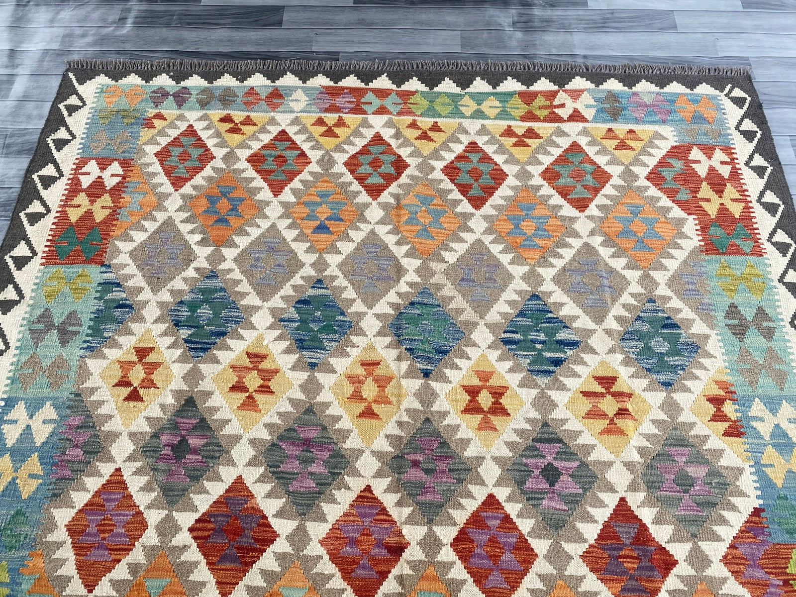 Handmade Afghan Chobi Kilim Rug 282 CM x  201 CM SS # 155