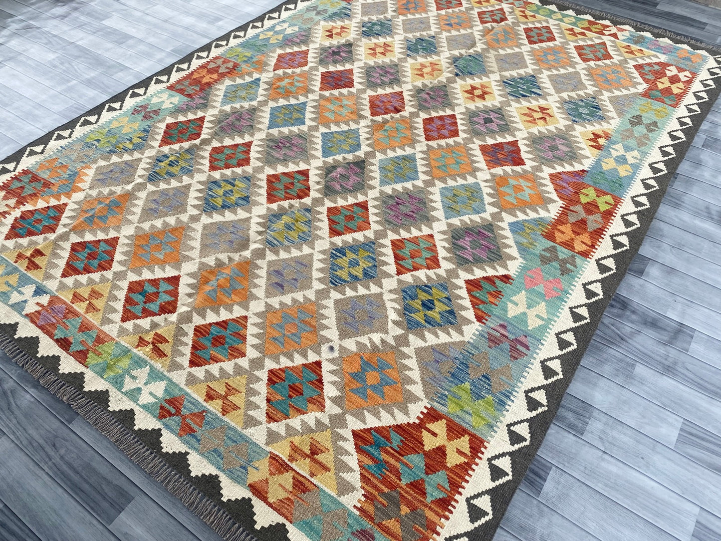 Handmade Afghan Chobi Kilim Rug 282 CM x  201 CM ( SS # 155 )