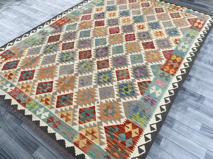 Handmade Afghan Chobi Kilim Rug 282 CM x  201 CM ( SS # 155 )