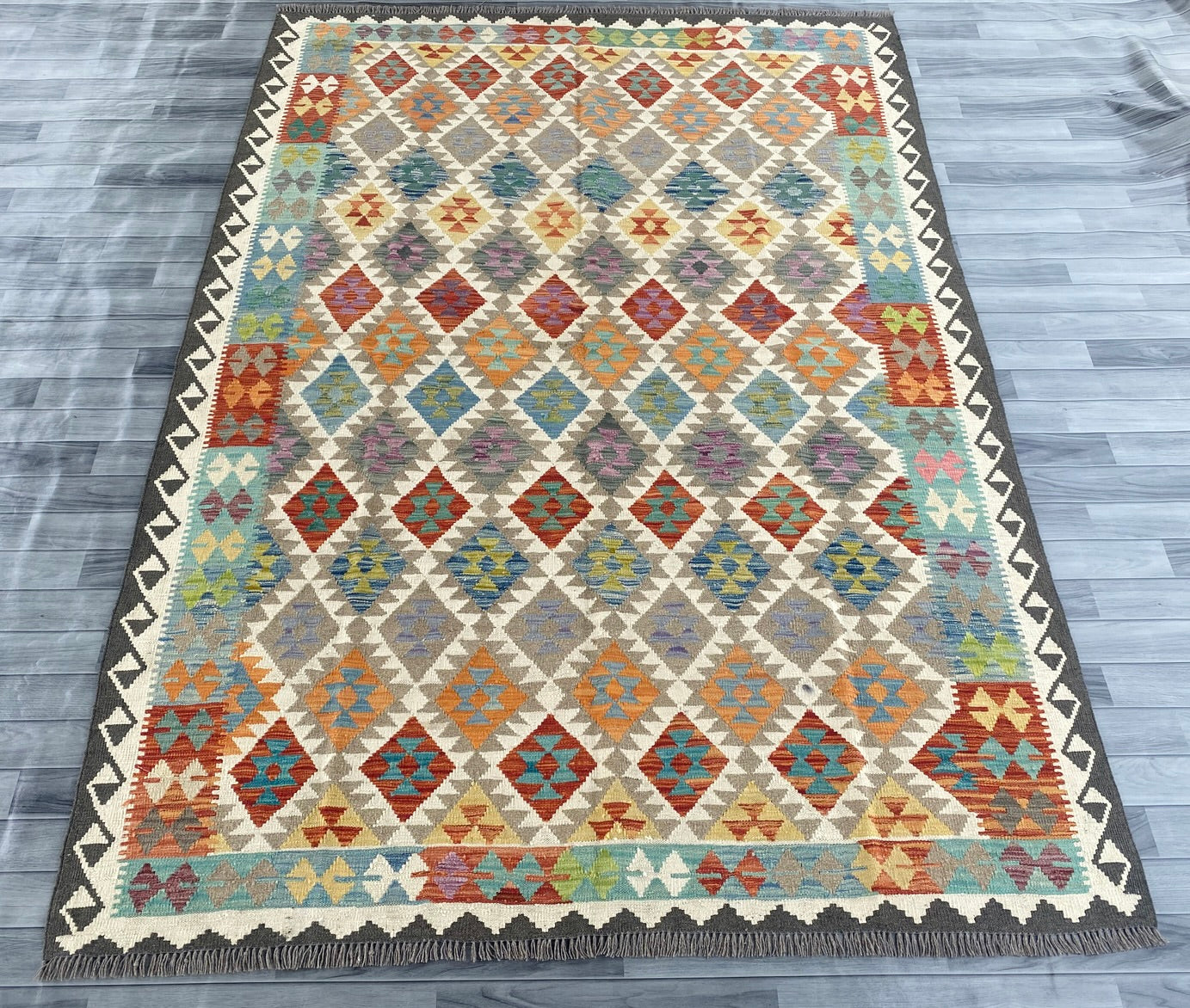 Handmade Afghan Chobi Kilim Rug 282 CM x  201 CM SS # 155