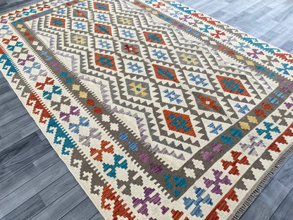 Handmade Afghan Chobi Kilim Rug 293 CM x  197 CM ( SS # 153 )