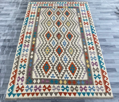 Handmade Afghan Chobi Kilim Rug 293 CM x  197 CM ( SS # 153 )