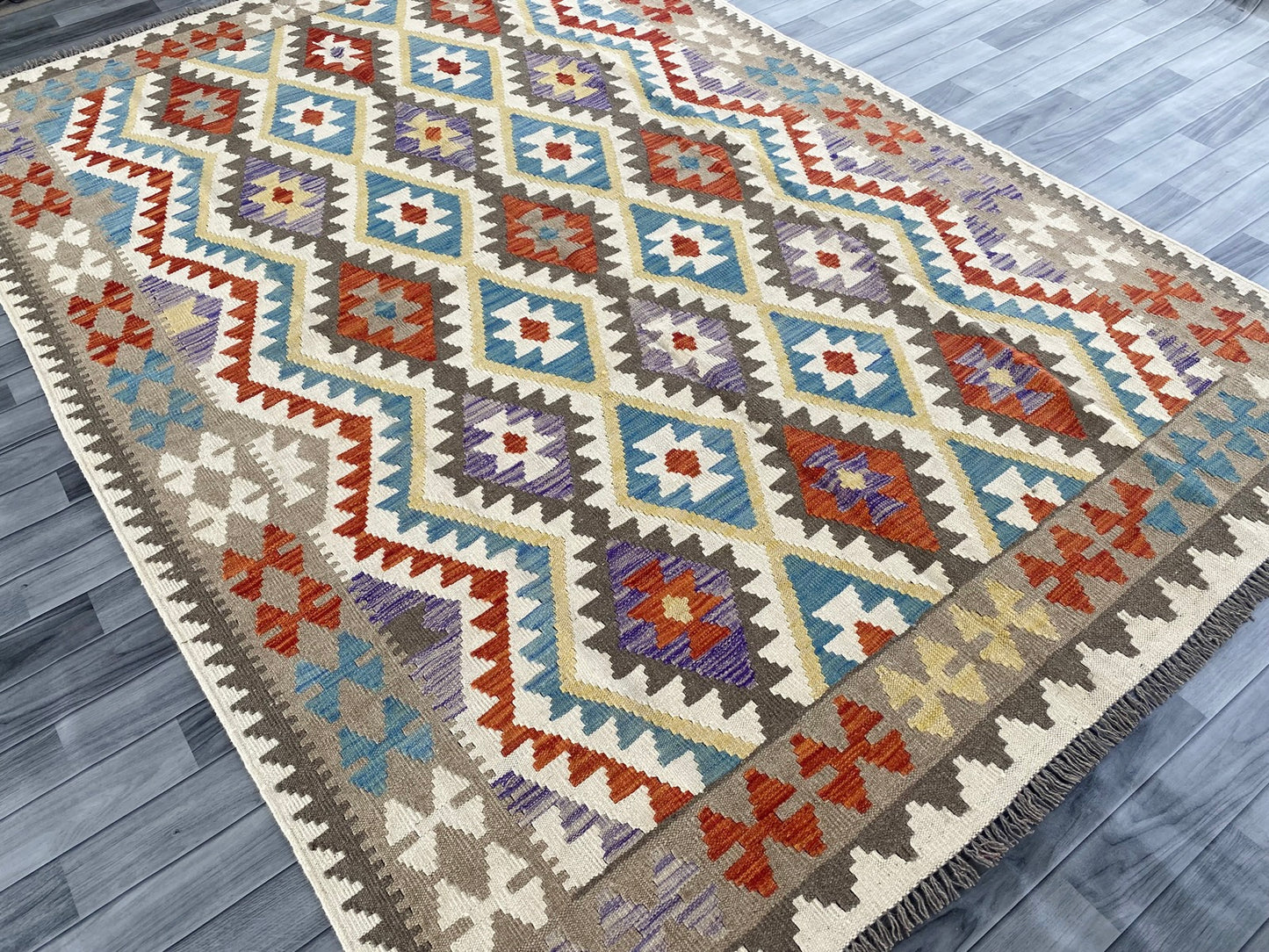 Handmade Afghan Chobi Kilim Rug 289 CM x  198 CM ( SS # 148 )