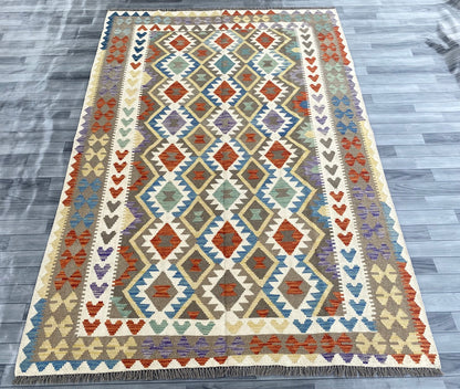 Handmade Afghan Chobi Kilim Rug 285 CM x  198 CM ( SS # 146 )