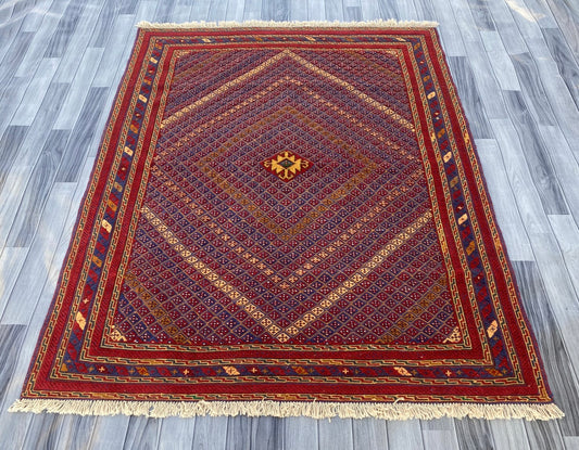 Handmade Afghan Tribal Meshwani Rug 190 CM x 160 CM KAS#999