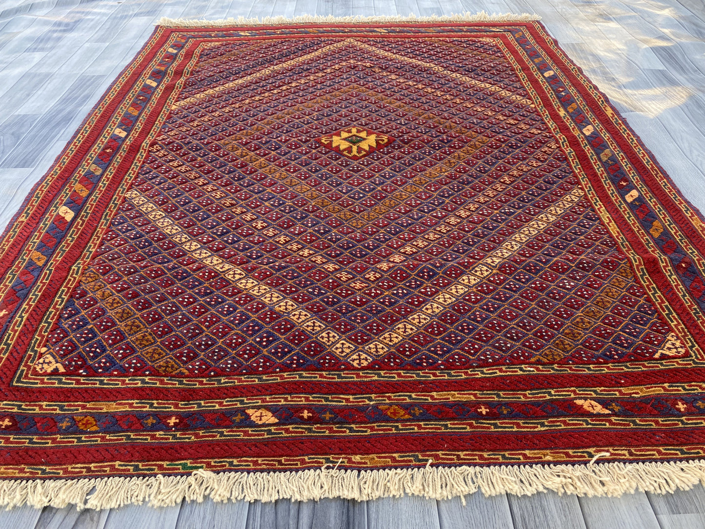 Handmade Afghan Tribal Meshwani Rug 190 CM x 160 CM KAS#999