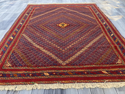 Handmade Afghan Tribal Meshwani Rug 190 CM x 160 CM KAS#999
