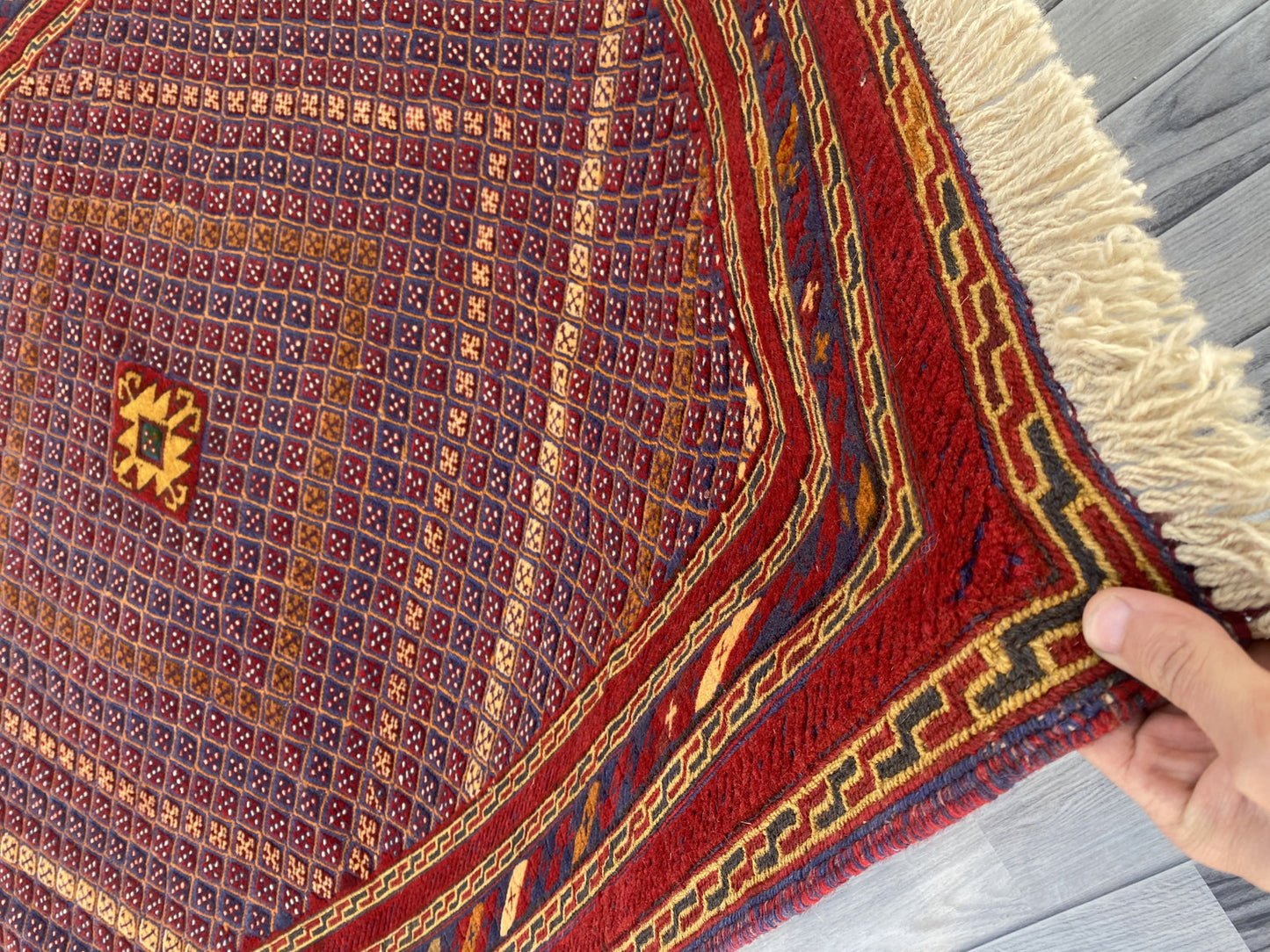 Handmade Afghan Tribal Meshwani Rug 190 CM x 160 CM KAS#999