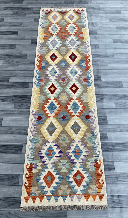 Handmade Afghan Chobi Kilim Hallway Runner Rug 289 CM x 78 CM ( SS # 183 )