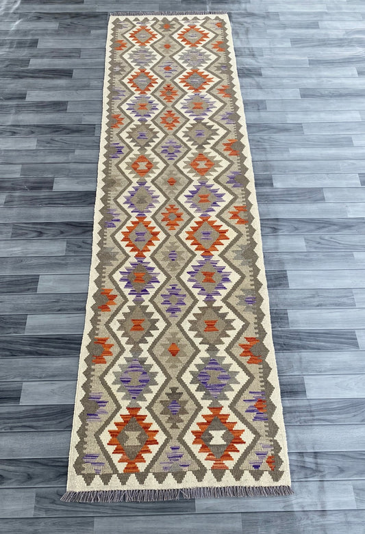 Handmade Afghan Chobi Kilim Hallway Runner Rug 293 CM x 85 CM ( SS # 182 )