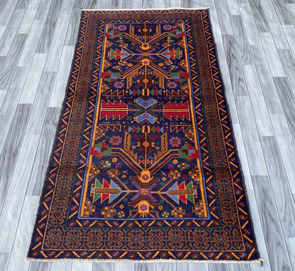 Handmade Afghan Traditional Balochi Rug 195CM x 110CM ES# 1191