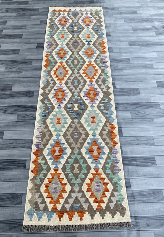 Handmade Afghan Chobi Kilim Hallway Runner Rug 290 CM x 84 CM ( SS # 180 )