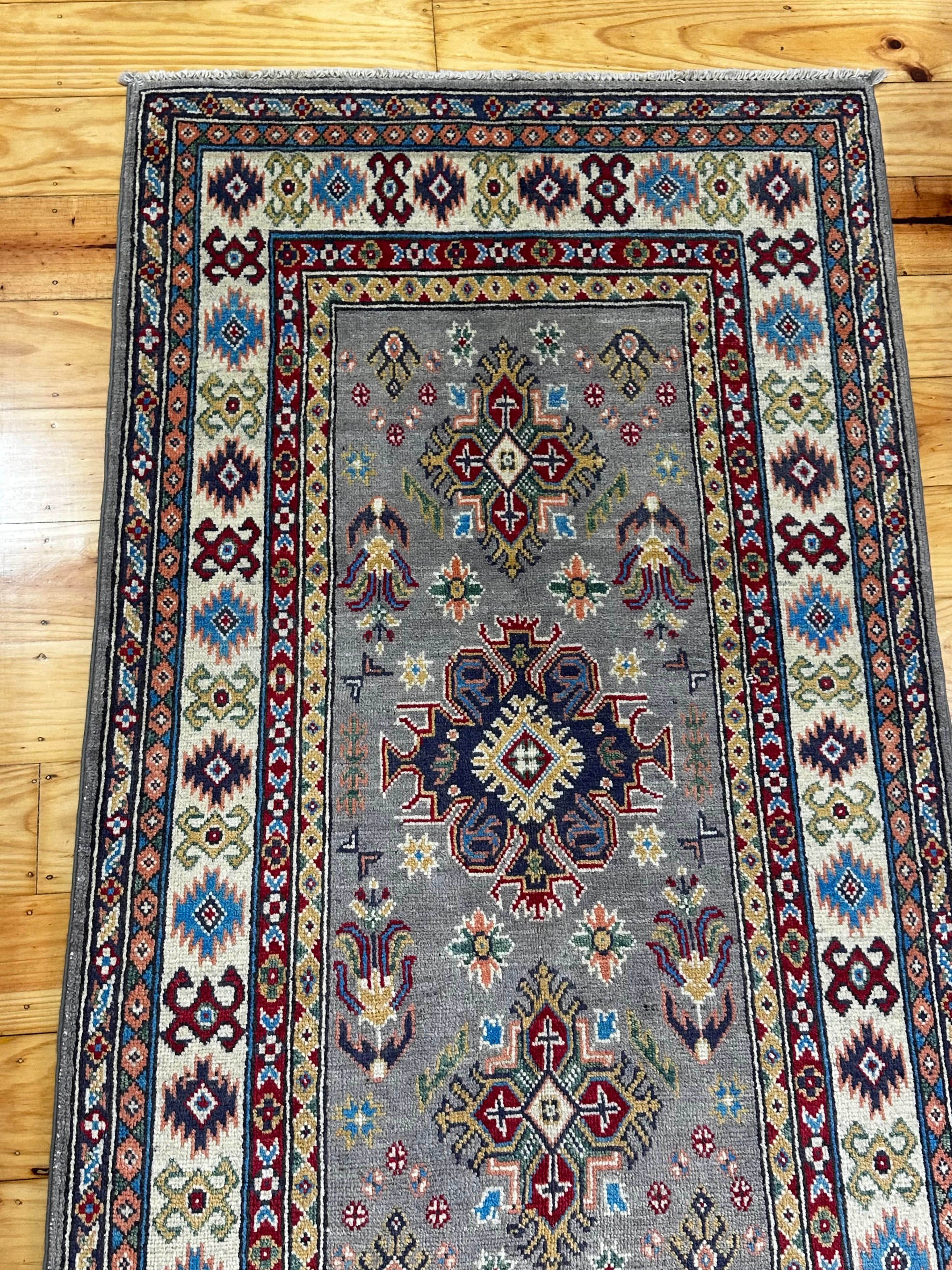 Handmade Afghan Traditional Kazak Wool Rug – 164 CM x 92 CM
