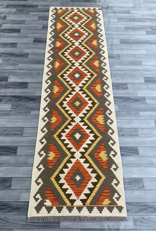 Handmade Afghan Chobi Kilim Hallway Runner Rug 291  CM x 83 CM ( SS # 179 )