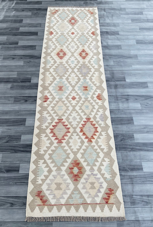 Handmade Afghan Chobi Kilim Hallway Runner Rug 304 CM x 83 CM ( SS # 178 )