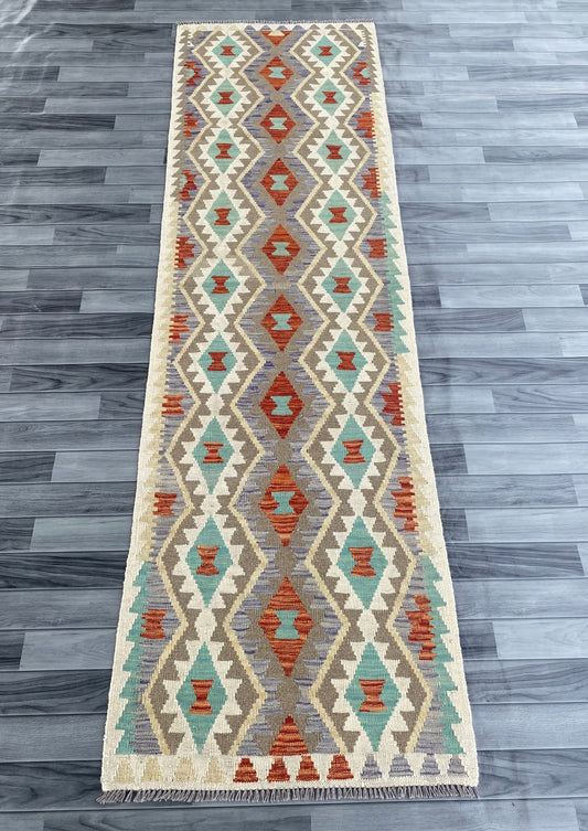 Handmade Afghan Chobi Kilim Hallway Runner Rug 291 CM x 85 CM ( SS # 177 )