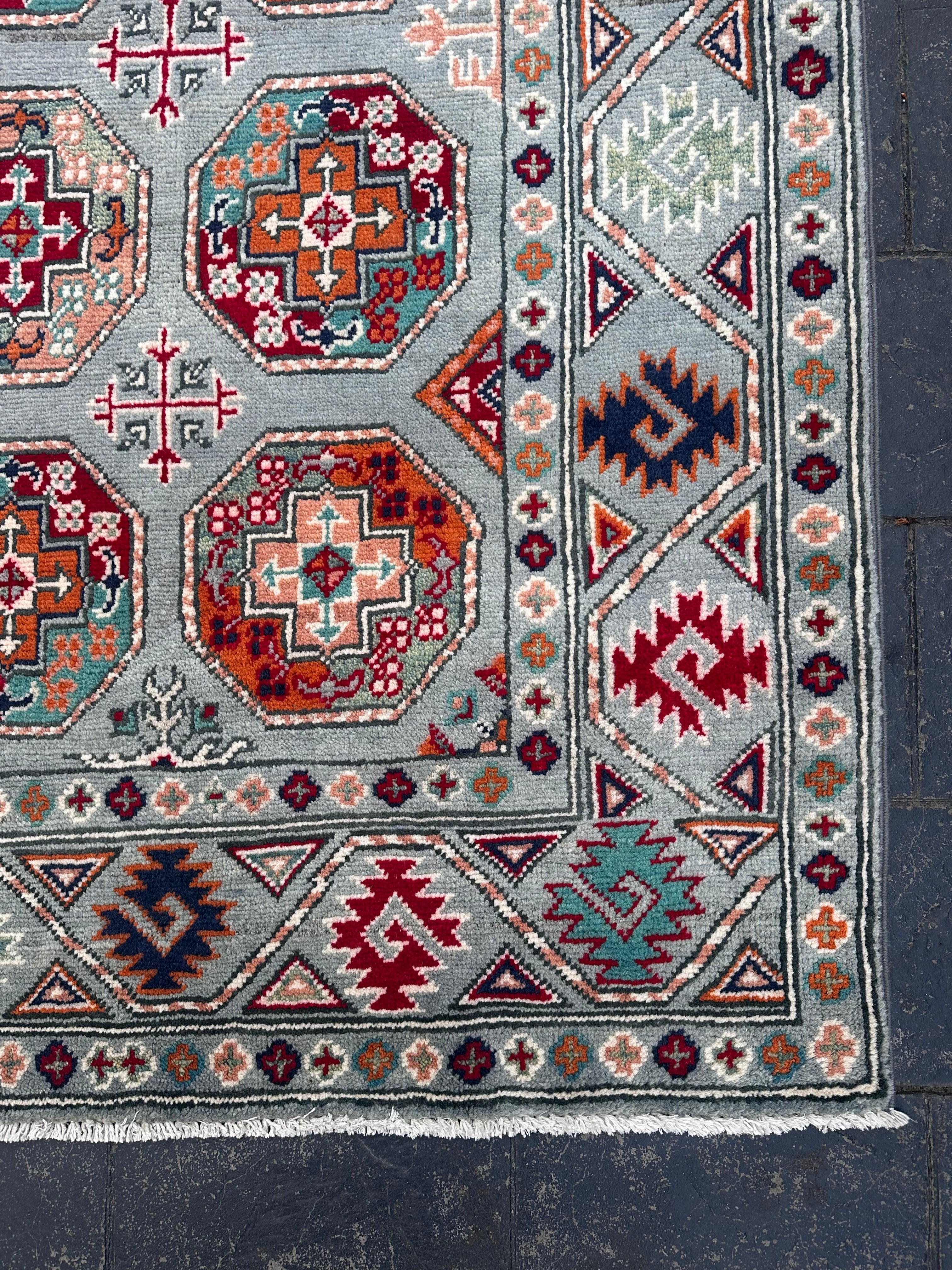 Handmade Afghan Traditional Kazak Wool Rug – 140 CM x 100 CM