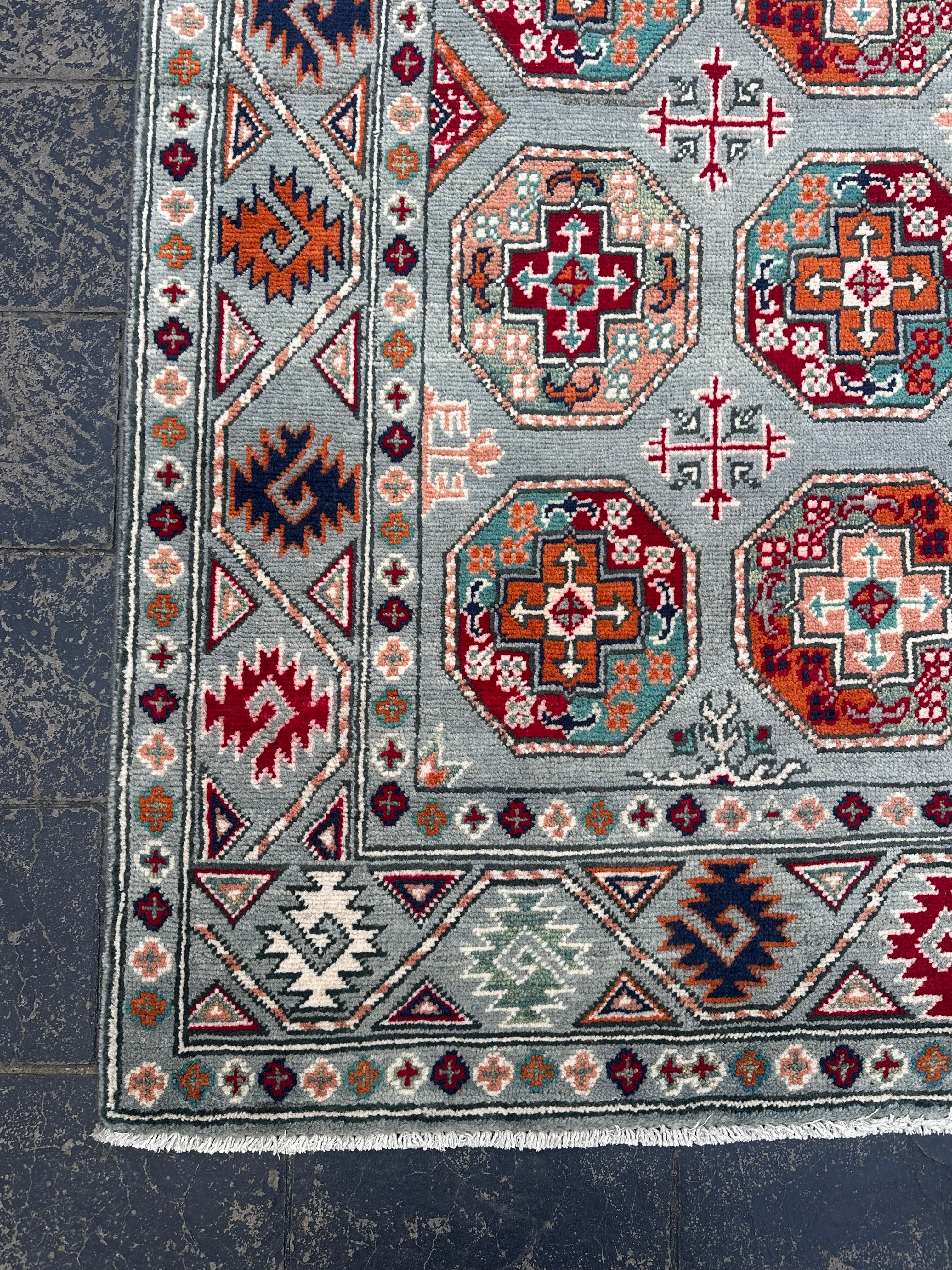Handmade Afghan Traditional Kazak Wool Rug – 140 CM x 100 CM