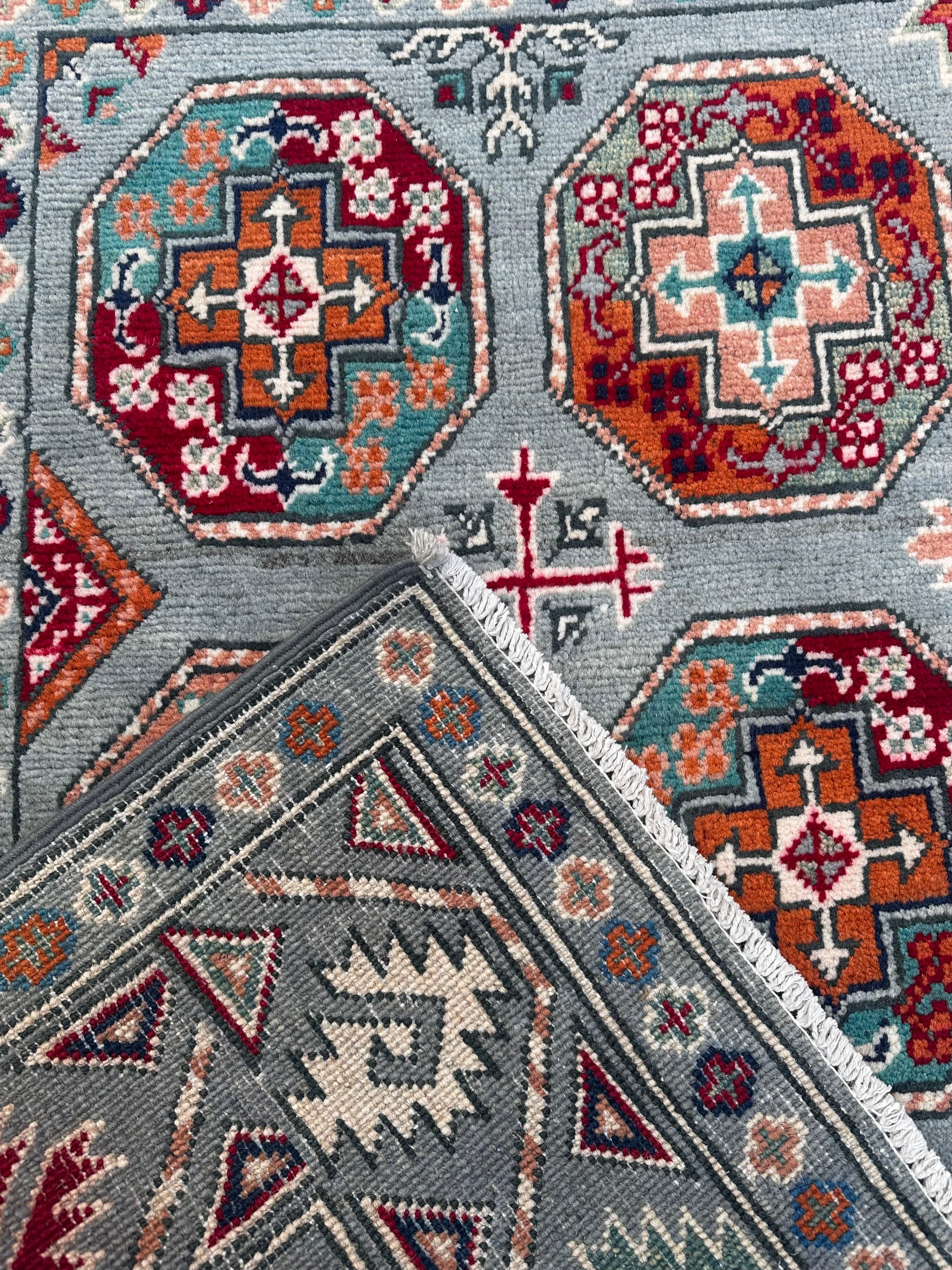 Handmade Afghan Traditional Kazak Wool Rug – 140 CM x 100 CM