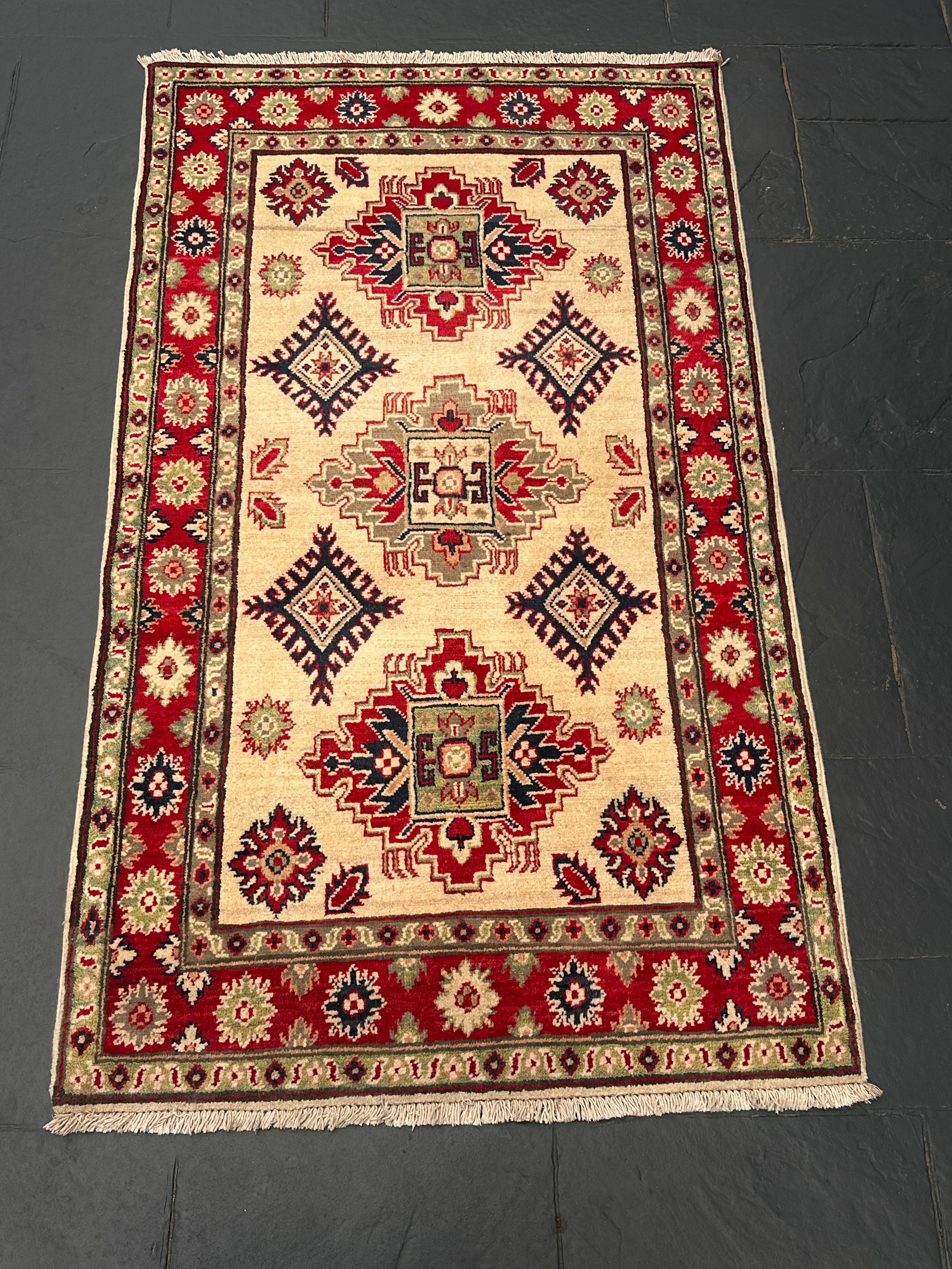 Handmade Afghan Traditional Kazak Wool Rug – 170 CM x 100 CM