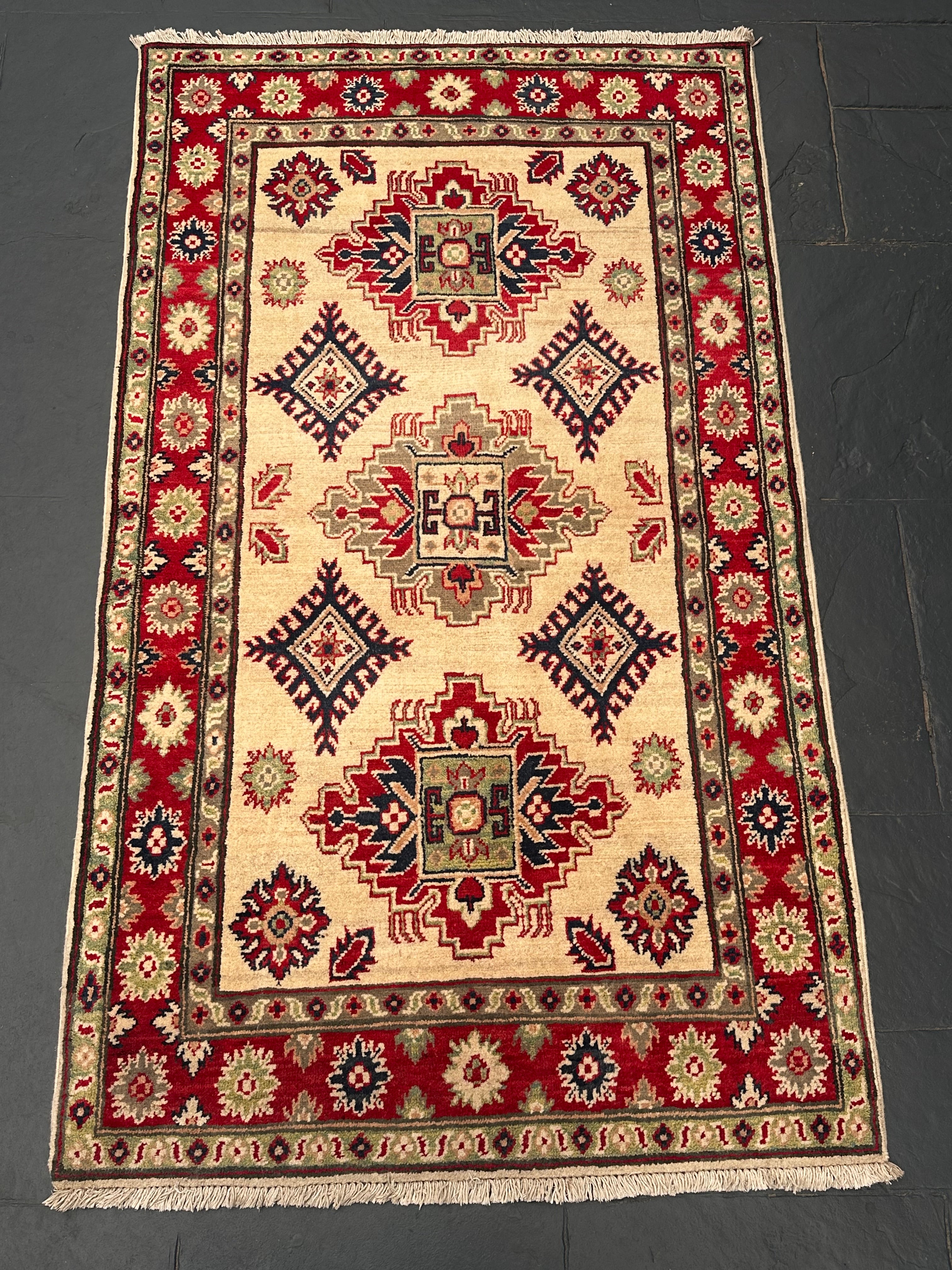 Handmade Afghan Traditional Kazak Wool Rug – 170 CM x 100 CM