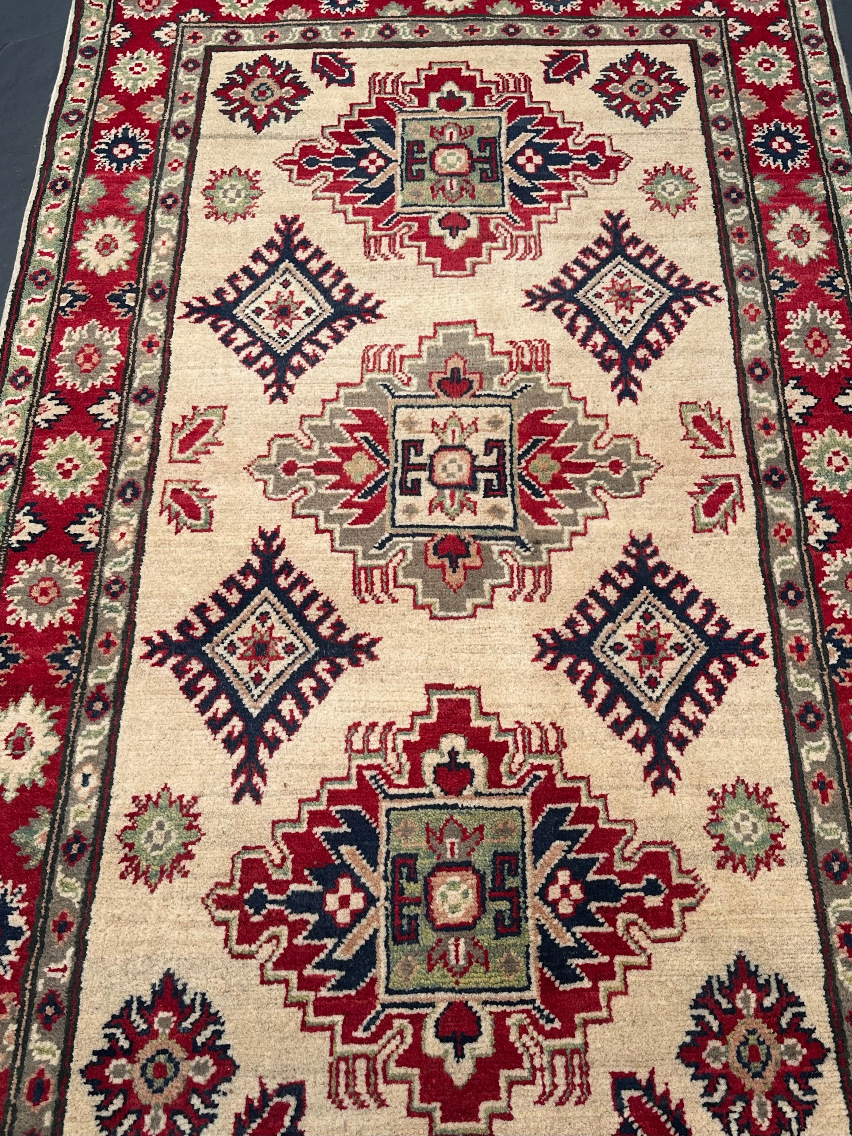 Handmade Afghan Traditional Kazak Wool Rug – 170 CM x 100 CM