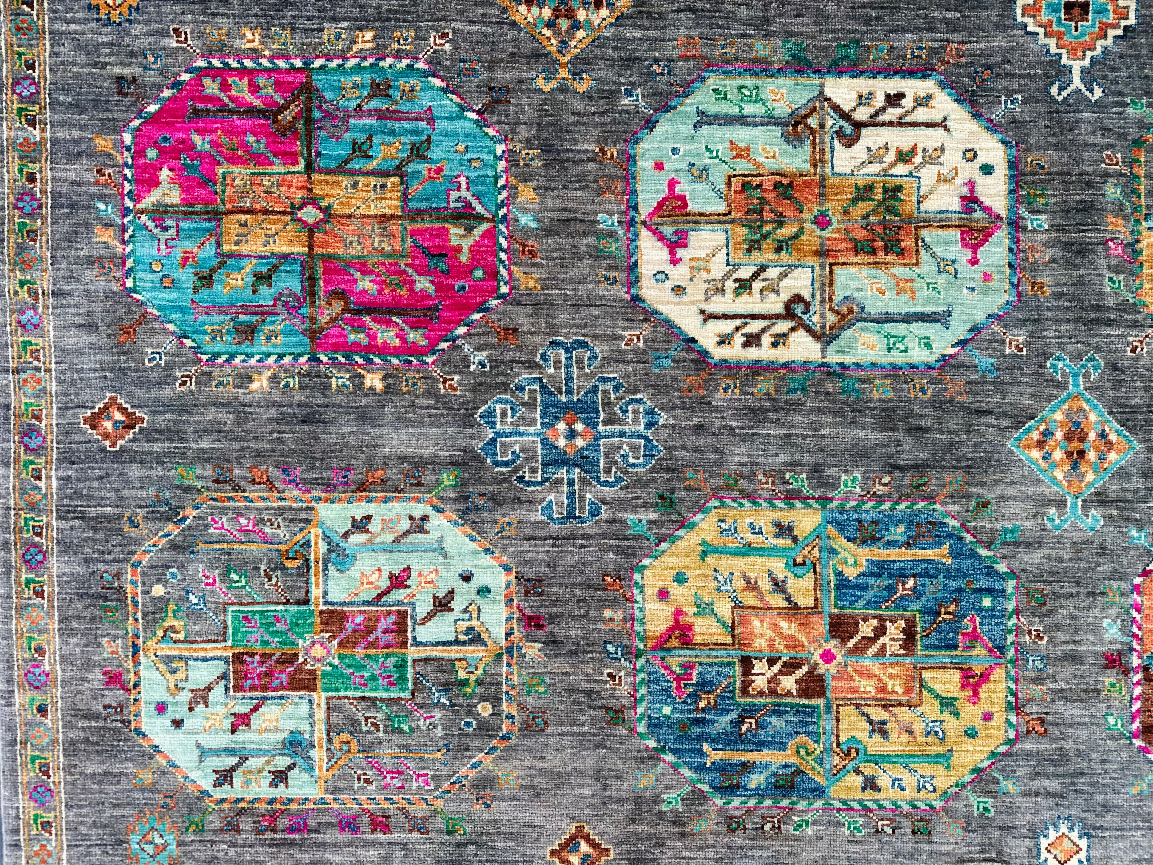 Hand-Knotted Afghan Chobi Wool Rug 244 CM x 177 CM SK#14591