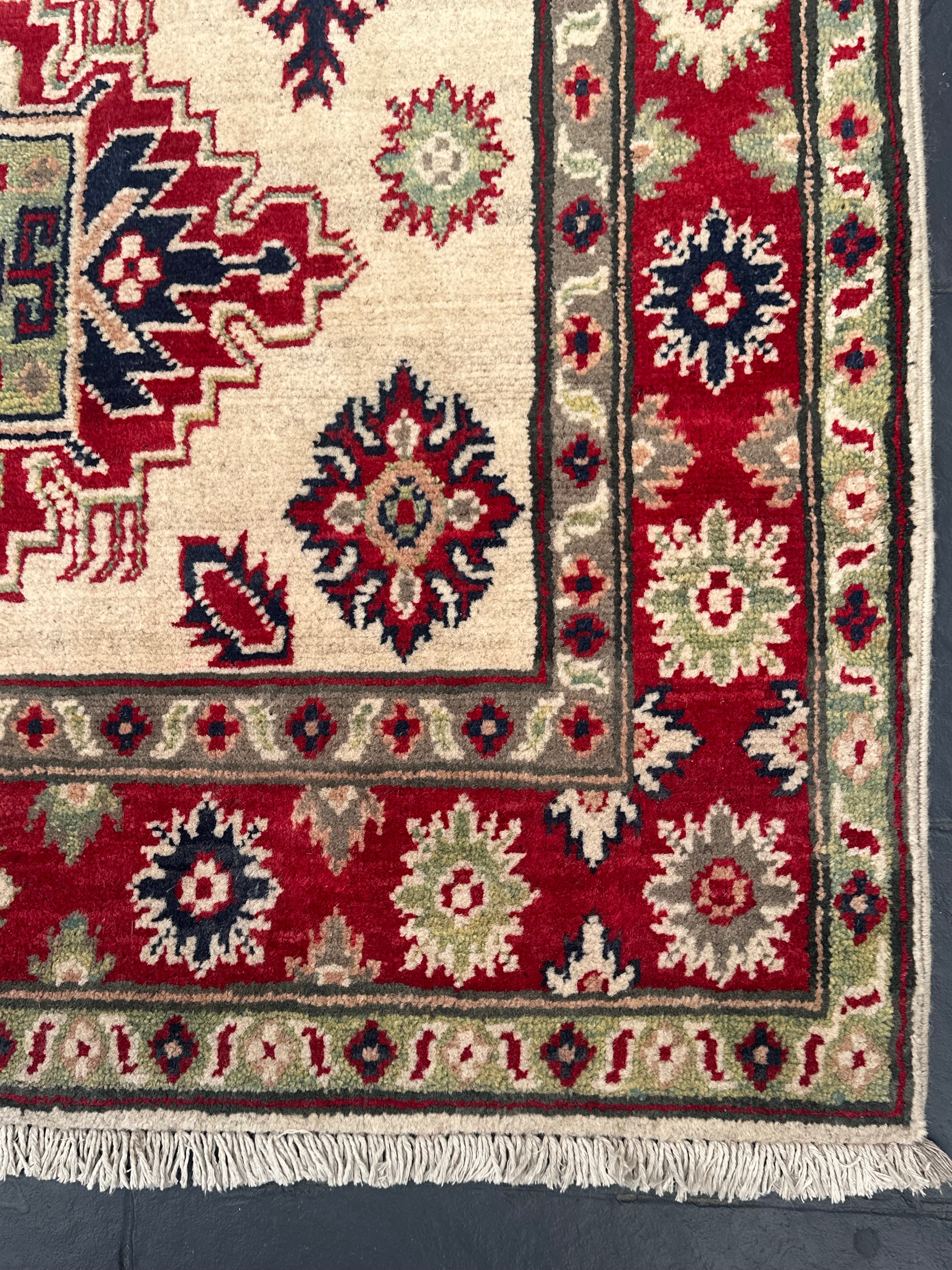 Handmade Afghan Traditional Kazak Wool Rug – 170 CM x 100 CM